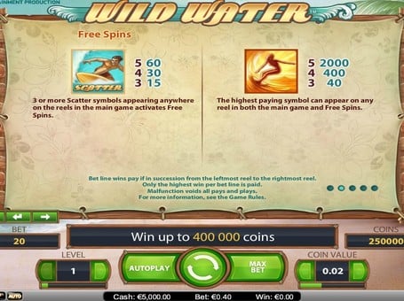 Особые символы в аппарате Wild Water